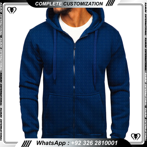 Hombres Essential Hoodies Algodón transpirable Manga larga Full Zip Up Hoodies Sudaderas de manga regular Sudaderas - Product Image 3