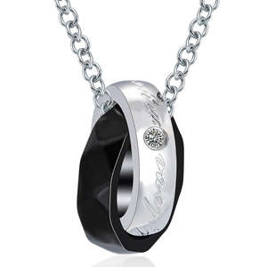 قلادة عصرية على طراز INS من الفولاذ المقاوم للصدأ بحلقتين مزدوجتين للأزواج، هدية عيد الحب، مجوهرات وقلادات - Product Image 3