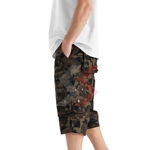 Venta al por mayor de pantalones cortos de verano de los hombres de carga de algodón con cinturón suelto y fino en general pantalones cortos casuales 100% de algodón corto de talla grande de los hombres - Product Image 3