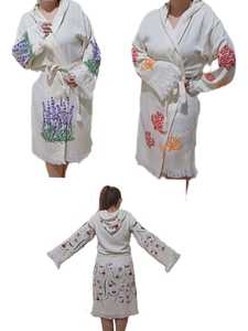 Albornoz de tela de muselina turca suave con capucha estampado colorido mujeres hombres niños Toalla de playa Spa baño hogar Hotel secado rápido - Product Image 4