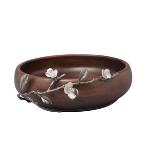 Ensaladera de madera moderna hecha a mano hermosa pieza central acento de hoja de plata para mesa de comedor uso en la cocina para uso doméstico en el Hotel - Product Image 1