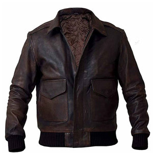 Chaqueta Bomber de Cuero Suave, Moderna, Cómoda para Uso Diario, Chaqueta Bomber de Cuero de Inspiración Vintage, Moda Casual Clásica - Product Image 1