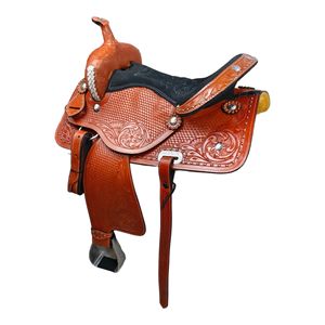 Juego de sillín de caballo occidental de alta calidad cómodo de cuero genuino diseño personalizable directo del fabricante para carreras de barriles - Product Image 2