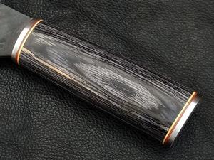 Couteau à découper en acier Damas forgé à la main, lame pleine, robuste, hachoir à viande, fait à la main, chasse en plein air, 5 pièces, cuir écologique - Product Image 2