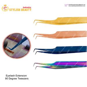 แหนบขนตาสแตนเลส45 90องศาด้ามจับเพชรพร้อมปลายแหลมและโลโก้ออกแบบได้ตามต้องการ - Product Image 5