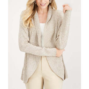 Cardigan Cocoon da Donna Karen Scott, Marrone, in Acrilico e Lana, Lungo, con Ricamo e Decorazione a Bottoni, Taglia Piccola - Product Image 1