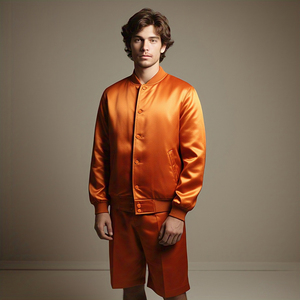 Haute qualité 100% Satin Polyester imperméable hommes Bomber veste toile veste d'hiver avec doublure en Satin de soie - Product Image 4