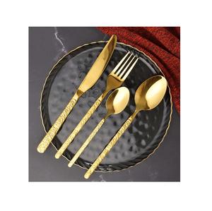 hot sale gold luxury <b>Cutlery</b> Stainless Steel gold PVD with rustic <b>black</b> handle Flatware Safe and healthy for daily use - Product Image 6