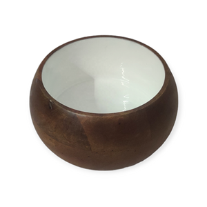 Esmalte blanco, Marrón Natural, artesanías artesanales, frutero para comida, aperitivos, exhibición, mango, madera, mesa, vajilla, Material de resina - Product Image 1