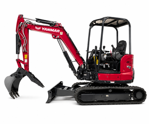 Miniexcavadora Compacta Yanmar VIO35 con Motor Diésel, Retroexcavadora Roja con Accesorio de Cucharón - Product Image 3