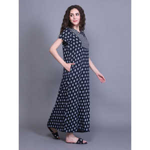 Robe de chambre 100 % coton pour femme, à manches courtes, imprimée, avec poches latérales, douce, tissée, taille élastique, pour usage domestique, offre ODM - Product Image 3