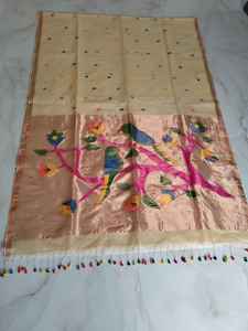 ผ้าซาเร่สำหรับงานแต่งงาน ผ้าเรโชม ผ้ามอสลิน ผ้าจามดานี ผ้าอะโชล ผ้าจอริ ผ้าปายทานี ทำมือ น้ำหนักเบา สำหรับเด็กผู้หญิง - Product Image 5