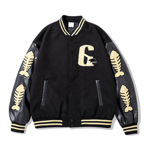 Chaqueta de béisbol con soporte personalizada unisex, chaquetas universitarias al por mayor, logotipo de transferencia de calor, letras informales de algodón liso para hombre para invierno - Product Image 5