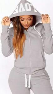 2023 Custom Street Wear Zip Up Mujer Chándal Slim Fit Impreso Logo Pullover Zip UP Hood con pantalón - Product Image 2