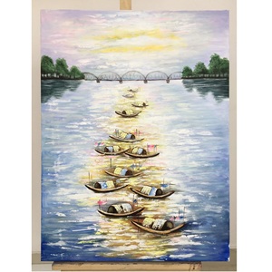 ภาพวาดสีน้ำมันภาพวาดด้วยมือยามบ่ายพระอาทิตย์ตกขนาด60*80ซม. กำหนดขนาดเองได้ผ้าใบพิมพ์ลายธรรมชาติสำหรับบ้าน - Product Image 5