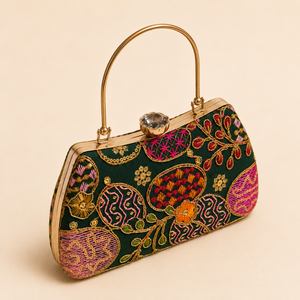 Bolso de Mano Tipo Clutch de Poliéster Bordado Vintage, Mini Bolso con Forro de Satén, Cierre Magnético, Estilo Bohemio de Lujo para Bodas y Fiestas - Product Image 2