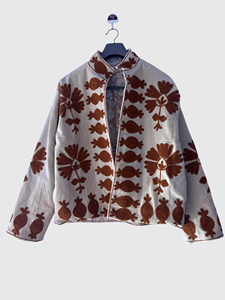 Veste matelassée à col mandarin brodée à la main avec des motifs floraux, manches longues, taille plus, vêtements de printemps pour femmes, style bohème en velours - Product Image 3