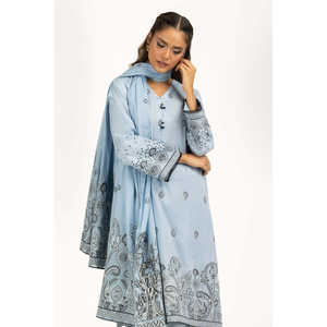 Conjunto de Traje para Mujer en Jacquard Azul Hielo, 3 Piezas, Ropa Elegante para Mujer - Product Image 1