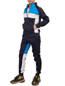 Conjunto de chándal con cuello y cremallera con paneles para hombre, ropa de calle informal con parte inferior para correr, chándales para correr con logotipo personalizado para hombre, - Product Image 4