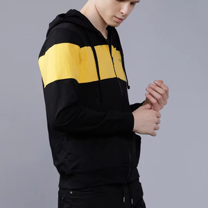 Sudadera con capucha de invierno para hombre, al por mayor, bicolor, con cremallera completa, oversize, 100% algodón, con logo personalizado, OEM, bordada - Product Image 1