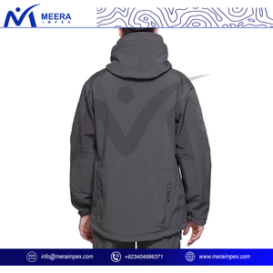 Chaqueta cortavientos impermeable de carcasa blanda con cremallera personalizada para hombre, chaqueta de nailon Unisex con puños elásticos - Product Image 4