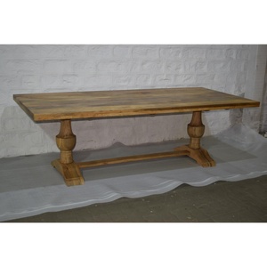 Sang Trọng Cổ Điển Châu Âu Đau Khổ Trắng Rửa Thiết Kế Mộc Mạc Bàn Ăn Đặt Rắn Bằng Gỗ Cho Nhà Trang Trại Đồ Nội Thất - Product Image 5