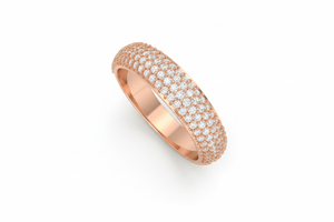 แหวนสามชั้น ดีไซน์หรูหรา ทอง 14K ประดับเพชรแท้ สำหรับผู้หญิง - Product Image 4