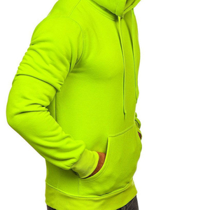 Nouveau Sweat à capuche de travail vert fluo brodé de logo personnalisé de haute qualité Pull à manches longues Sweats à capuche solides pour hommes - Product Image 4