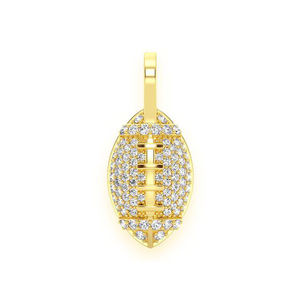 Pendentif unisexe tendance en or massif 10K, style hip-hop, avec diamant de laboratoire en forme de ballon de football américain, idéal pour les fêtes - Product Image 1
