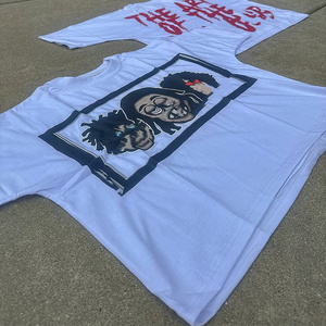 ชุดกางเกงขาสั้นกางเกงยีนส์ของผู้ชายเสื้อยืดแขนสั้นคุณภาพสูงชุด2ชิ้นแบบวินเทจโลโก้ตามสั่งฤดูร้อน - Product Image 3