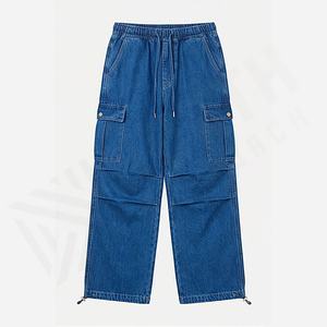 Joggers Track Stacked Straight Leg Heavyweight <b>Denim</b> Cotton Cargo Baggy Jeans Men's Pants <b>Trousers</b> Customized Color Wholesale - Product Image 1