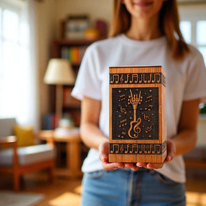 Urne de crémation de guitare en palissandre pour cendres humaines Boîte commémorative en bois Souvenir commémoratif Urne de crémation décorative pour cendres - Product Image 2