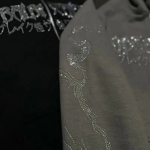 High Quality Custom Colors Unisex Lightweight Knee-Length Winter Pullover Cotton Tracksuit Distressed Embroidered <b>Rhinestone</b> <b>Top</b> - Product Image 2