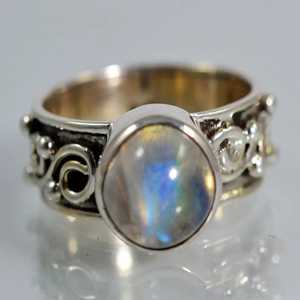 Rainbow Moonstone 925 Sterling Silver Dainty Handmade Ring Boho June Birthstone Jewelry Perfect Gift for Her Birthday - Product Image 4