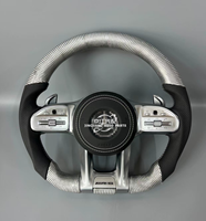 Convient pour-mercedes-benz ancien modèle modification AMG multifonctionnel argent volant en fibre de carbone cuir Nappa
