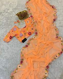 Boutique indienne Grace et sophistication Cette douce Georgette Sari Tradition Fête de mariage et Style contemporain Femmes Fille Porter - Product Image 1