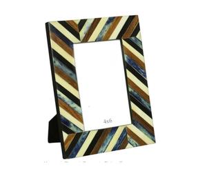 Marco de fotos de madera con incrustaciones de hueso decorativo, forro colorido hecho a mano, ilustraciones para decoración del hogar y regalos - Product Image 1