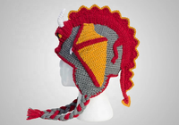 Patrón de gorro de ganchillo con orejeras de dragón, instrucciones fáciles para adultos, adolescentes y niños. Idea de regalo para fiestas y uso casual de ciclismo