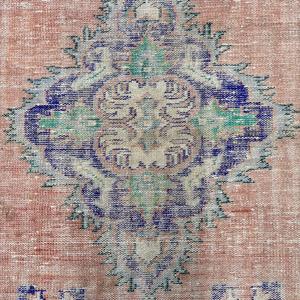 พรมขนาด 3.8x6.3 ฟุต, พรมวินเทจตุรกี, พรมลายดอกไม้สีแดง - Product Image 3