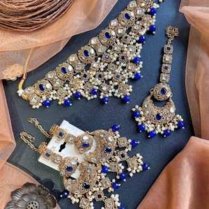 Indo Western Ethnic Kundan Choker <b>Necklace</b> <b>Set</b> Gold-Plated Brass Zircon Strand Artificial Jewellery India's Best Wholesalers - Product Image 6