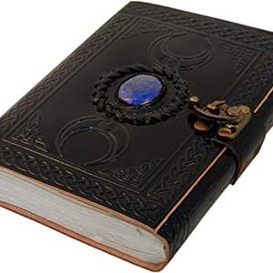 Diario negro de 3 lunares, libreta de escritura Vintage hecha a mano con tachuelas de piedras preciosas, sin forro - Product Image 3