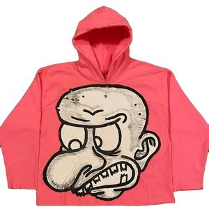 เสื้อฮู้ดพิมพ์ลายกราฟิกการ์ตูน สไตล์สตรีทแวร์ ทรงโอเวอร์ไซส์ ผ้าฟลีซคอตตอน 100% เสื้อกันหนาวมีฮู้ดสำหรับผู้ชาย ขายส่ง - Product Image 1