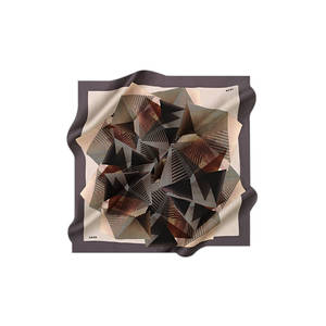 Beige Silk Twill Scarf with Geometric Logo Pattern - Product Image 1