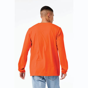 Vibrant Comfort 100% Airlume T-shirt à col rond en coton peigné à manches longues Teinte orange formelle avec douceur classique - Product Image 3