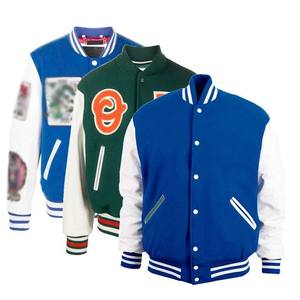 Vestes universitaires Letterman de baseball Vêtements pour hommes Manches en cuir de laine avec patchs Broderie Veste d'hiver pour hommes OEM - Product Image 6