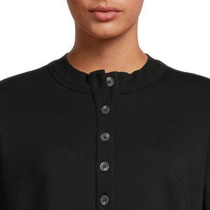 Sweat-shirt de luxe pour femme, options de conception personnalisée, conception de fermeture à quart de bouton, conception d'épaule tombante, rotation rapide - Product Image 4