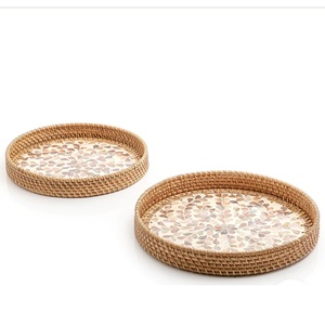 Juego de Dos Bandejas para Servir, Diseño Artesanal con Incrustaciones de Hueso, Bandeja de Madera Negra para Servir, Plato para Servir, Decoración de Mesa para Bodas y Fiestas - Product Image 2