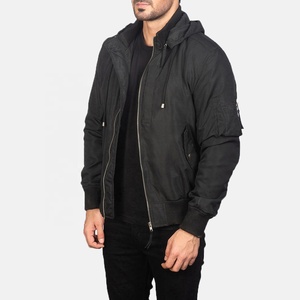 Blouson Bomber Unisexe en Laine Designer 2021, Impression Personnalisée, Noir, Logo Fin sur le Devant, Coupe-Vent, Écologique, Saison Hiver, Vente en Gros - Product Image 2