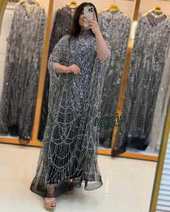 Robes de soirée de luxe, robe de bal ornée de cristaux, robe de soirée à paillettes, robe de soirée à taille empire, robe de soirée à fleurs - Product Image 4