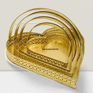 <b>Wedding</b> Basket Packing <b>Hampers</b> Basket With Three Different Sizes Set of 3 Hot Selling Metal Golden Gifting Best Wishes - Product Image 4